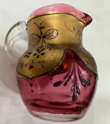Buy Victorian Cranberry Glass Dolls House Painted Miniature Jug 2 Inches • 10£