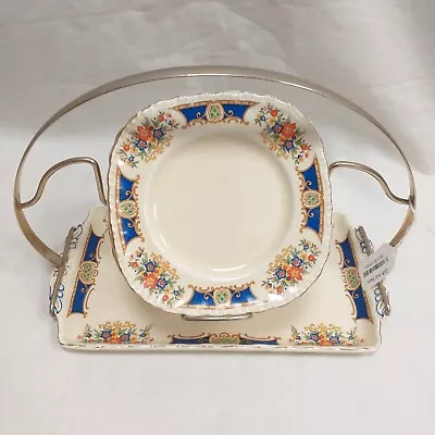 Buy 1950s Grindley England Cream Tea Sandwich Cake Plate Stand Cream Floral   H04 • 6.99£