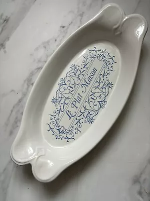 Buy Vintage French White Blue Bowl Dish Large Plate Nobel Potteries Le Plat Mansion • 35£