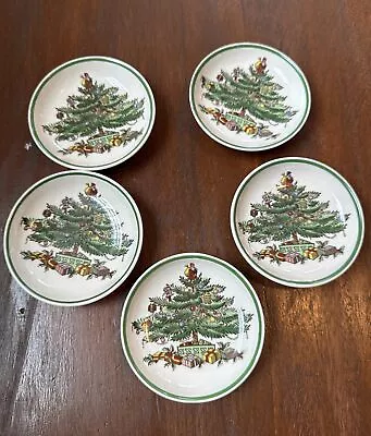 Buy 5 Vintage Spode Christmas Tree Copeland England Butter Pats Marked 3” • 27.03£