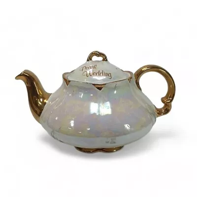 Buy Ellgreave Pottery Lustre Ware Pearl Wedding Anniversary Teapot Gilded Accents • 15£