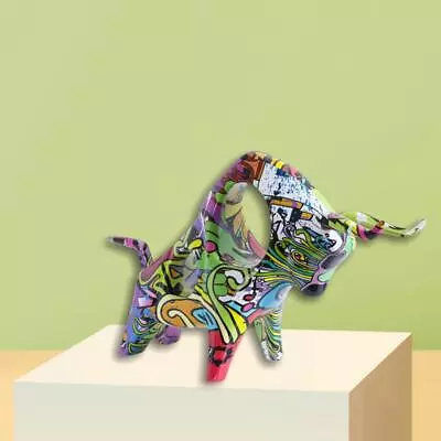 Buy Ox Figurine, Graffiti Bull Sculpture Desk Ornament  Statue For Hotel Home • 25.74£