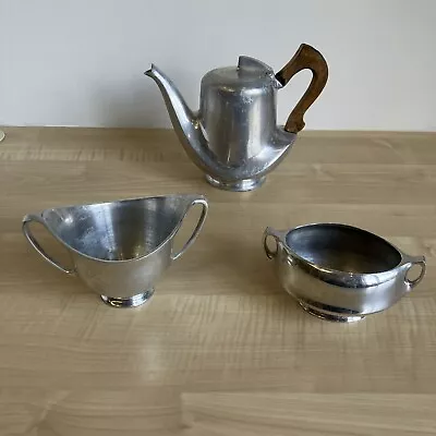 Buy Picquot Ware Vintage Teapot And 2 X Double Handled Sugar Basins / Bowls • 14.99£