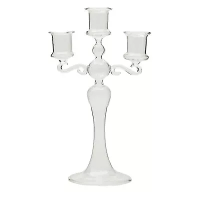 Buy 3 Head Candle Holder 3 Branches Glass Candelabra Candlestick Holder Centerpiece • 12.95£
