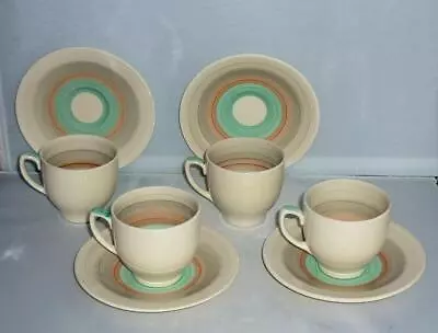 Buy 4 Lovely Crown Works Susie Cooper Wedding Band Ring Espresso Coffee Cup Saucer • 25.99£