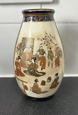 Buy Fine Japanese Satsuma Pottery Vase Painted With Panels Of Geishas, Good Cond • 99.99£