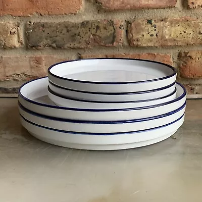 Buy Mainstays 6 Piece Blue Rim Stoneware Dinnerware Set Plates • 12.11£