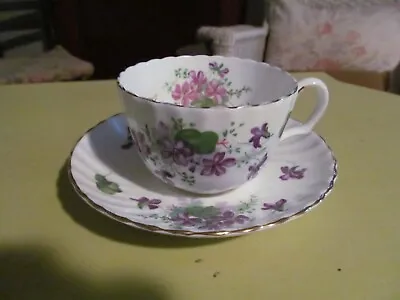 Buy Adderley Teacup And Saucer Purple Floral Teacup England Vintage • 9.09£