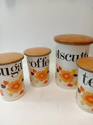 Buy Rare Vintage Crown Devon Carnaby Daisy Orange Floral Storage Jars Decorative  • 10.50£