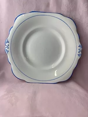 Buy Osborne China Made In England Cake Plate In White With Blue Trim ✅ 1193 • 16.99£