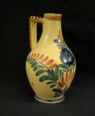 Buy Antique HB QUIMPER Jug Pitcher Yellow Soleil France Pottery Floral Cruet Vessel • 26.14£