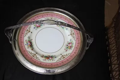 Buy Minton China, Stunning Rose & Gold Encrusted Dinner Plate Inserted In Silver Bsk • 60.58£