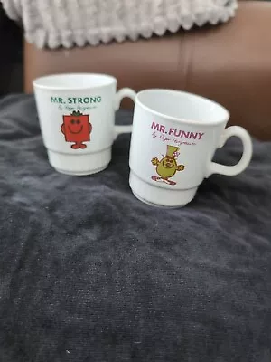 Buy 2 X Vintage Mr Men Mugs, By Kilncraft Tableware England Mr Funny And Mr Strong • 8£