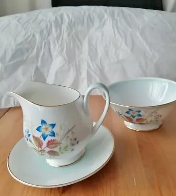 Buy Sugar Bowl Milk Jug & Saucer Vintage Tuscan Lucerne Bone China Floral  Set • 10£