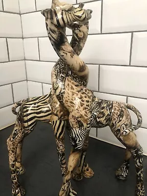 Buy La Vie Safari Collection Decoupage Patchwork Ceramic 2 Of Giraffes Figurines • 95£