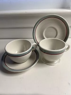 Buy 2 Vtg SYRACUSE CHINA HIGHLAND RESTAURANT WARE MUG Tea CUP Saucer GRAY STRIPE • 14.72£