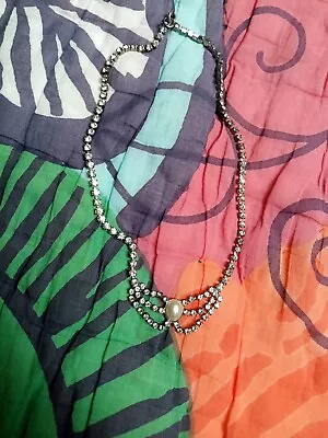 Buy Vintage 1930s Art Deco Diamante Necklace. Pendant. Faux Pearl. Gift Wrapped. • 21£