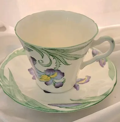 Buy Loved  Vtg Adderly Bone China Iris Teacup And Saucer England • 13.05£