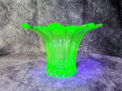 Buy Vintage Art Deco Sowerby Green Uranium Glass Large Vase Uv Glow • 19.99£