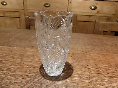 Buy Vintage Cut Glass Vase Clear 19cm Tall • 10£