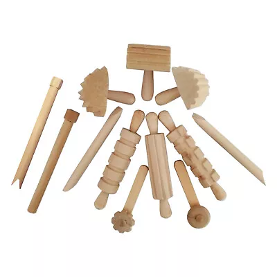 Buy Kids Wood Clay Doughs Tools Toy Slime Mold Pottery Tools Roller Pin Cookie • 14.30£