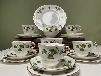 Buy Vintage Colclough Green Ivy Bone China 18 Piece Part Tea Set • 34.99£