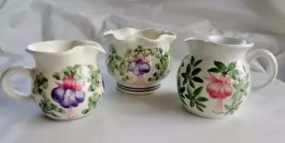 Buy 3 Rye Pottery Milk Jugs Vase/Pot Fuchsia Design The Monastery Rye Cinque Ports • 16.50£