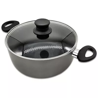 Buy Large Saucepan 8L 28cm Large Non-Stick Cooking Pot With Glass Lid Aluminum • 17.99£