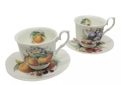 Buy 2-Duchess Fine Bone China Teacup & Saucer Peach/Cherry Porcelin England. • 37.27£