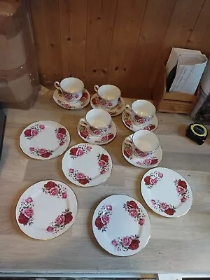 Buy 5x Queen Anne Bone China Tea Cups Saucers & Biscuits Scone Cake Side Plates Pink • 10£