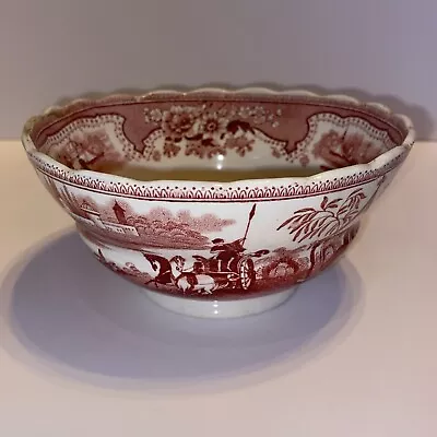 Buy William Adams Red Transferware Waste Bowl Antique • 51.35£