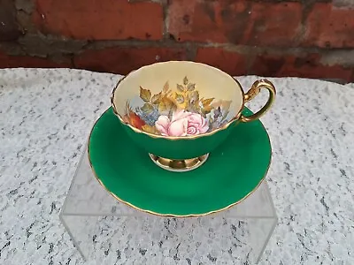 Buy Aynsley J A Bailey Green Cup & Saucer *Cup Has Hairlines Cracked* • 110£