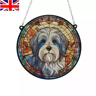 Buy Round Acrylic Tibetan Terrier Stained Glass Effect Suncatcher • 6.25£