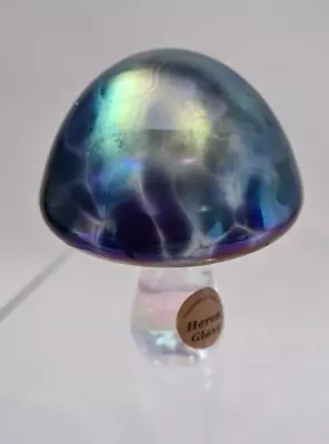 Buy Blue Green Iridescent Small Heron Glass Toadstool Mushroom With Label • 14.95£