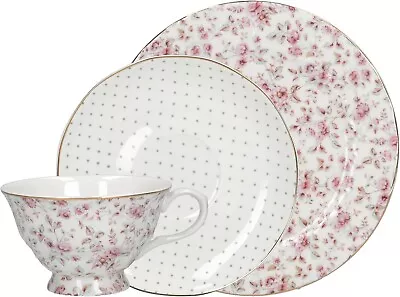 Buy Katie Alice Ditsy Floral White Afternoon Tea Set Bone China Cup, Saucer, Plate • 25£