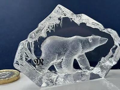 Buy Mats Jonasson Sweden Art Glass Crystal Polar Bear Signed & Label On • 15£