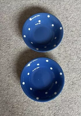 Buy 2 Vintage T G Green Cornishware Domino Blue/White Spot Cereal Bowls 1933-66 VGC • 6.50£