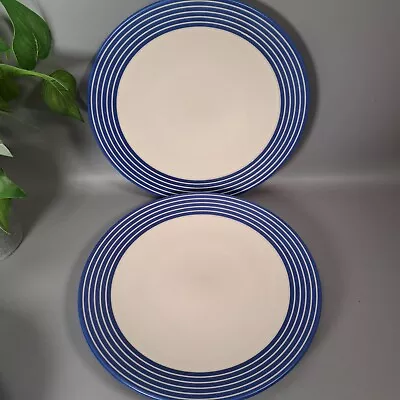 Buy Denby X2 Blue And White Striped Intro Dinner Plates 11 Inch • 10.50£
