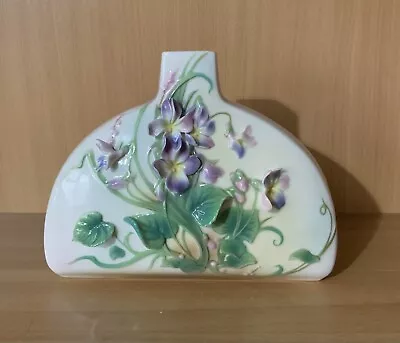 Buy Franz Porcelain Violet Flowers Half Moon Shape Vase Excellent Condition • 70£