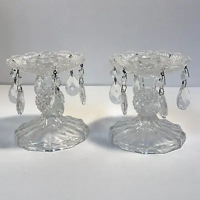 Buy Victorian Crystal Glass Candlestick Holder With Hanging Teardrop Cut Crystals • 41.94£