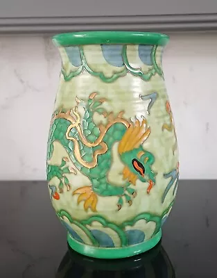 Buy Charlotte Rhead Crown Ducal Vase Manchu Green Dragon Pattern 4511 Signed • 69£