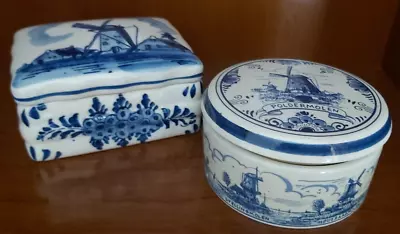 Buy Delft. Blue And White Pottery. Hand Painted. Trinket Box. Set Of 2 Boxes. • 2.99£