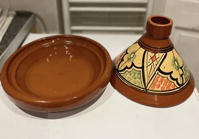 Buy Large Moroccan Glazed Pottery Tajine Handmade Clay Authentic From Morrocco • 40£