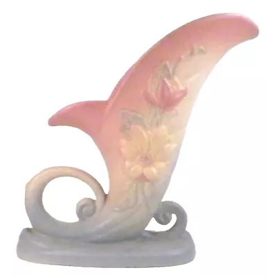 Buy Hull Magnolia Matte Cornucopia Vase 19-8 1/2 Pink Blue Yellow Art Pottery 1947 • 139.78£