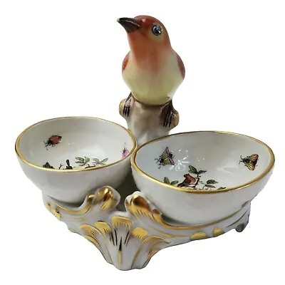 Buy Vintage Herend Rothschild Bird Footed Double Dish Salt Dip Hand Painted • 205£