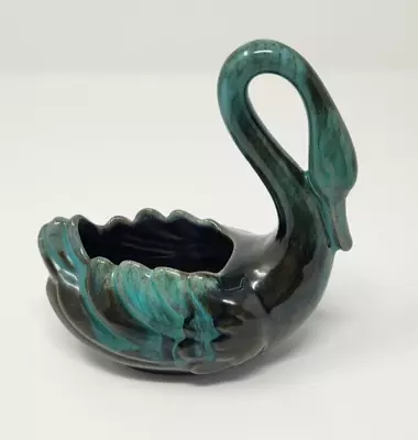 Buy VTG Blue Mountain Pottery Ceramic Swan Planter Blue-Green Drip Glaze 5”x2 X5” • 16.77£