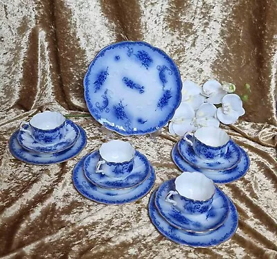 Buy Absolutely Magnificent Antique Hammersley Flow Blue Tea Sets. Tea Cups, Antique • 550£