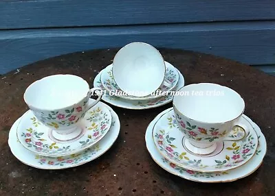 Buy Vintage England, Fine Bone China 3 X Cups, 3 Saucers & 3 Plates Floral Design. • 14.95£