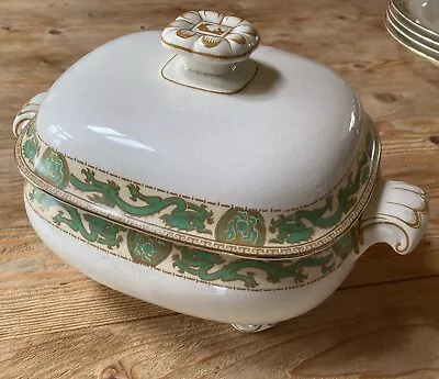 Buy Booths Dragon Green Tan Gold Soup Tureen With Lid 1930s Silicon China 33x23x10cm • 8£