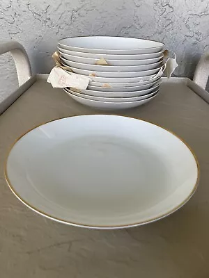 Buy Set Of 12 Thomas Gold Band Coupe Dinner Plates Germany White With Gold Trim • 51.26£